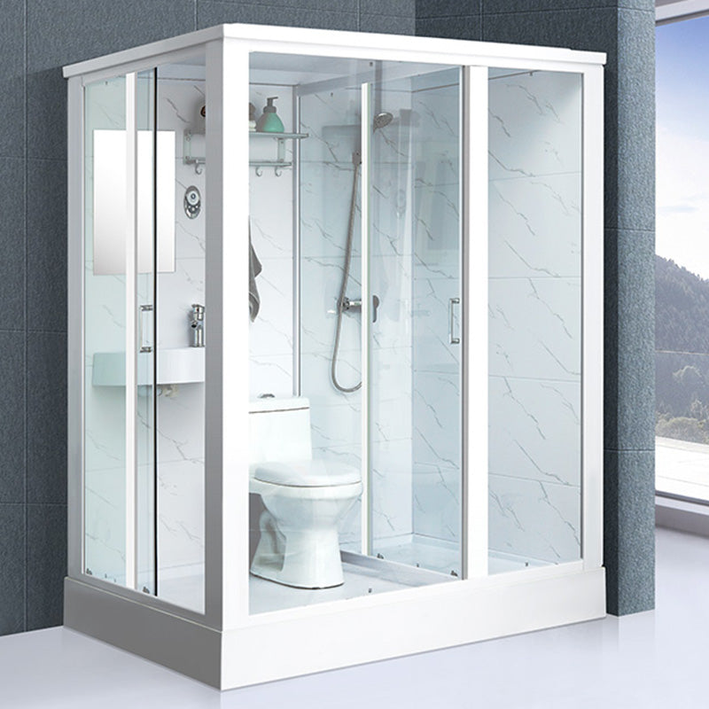 Linear Sliding Shower Enclosure Metal Framed Shower Enclosure with Tempered Glass Clearhalo 'Bathroom Remodel & Bathroom Fixtures' 'Home Improvement' 'home_improvement' 'home_improvement_shower_stalls_enclosures' 'Shower Stalls & Enclosures' 'shower_stalls_enclosures' 'Showers & Bathtubs' 6467547