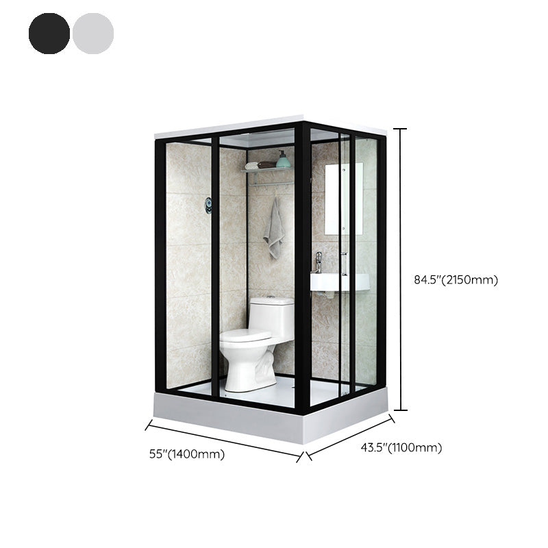 Linear Sliding Shower Enclosure Metal Framed Shower Enclosure with Tempered Glass Clearhalo 'Bathroom Remodel & Bathroom Fixtures' 'Home Improvement' 'home_improvement' 'home_improvement_shower_stalls_enclosures' 'Shower Stalls & Enclosures' 'shower_stalls_enclosures' 'Showers & Bathtubs' 6467559