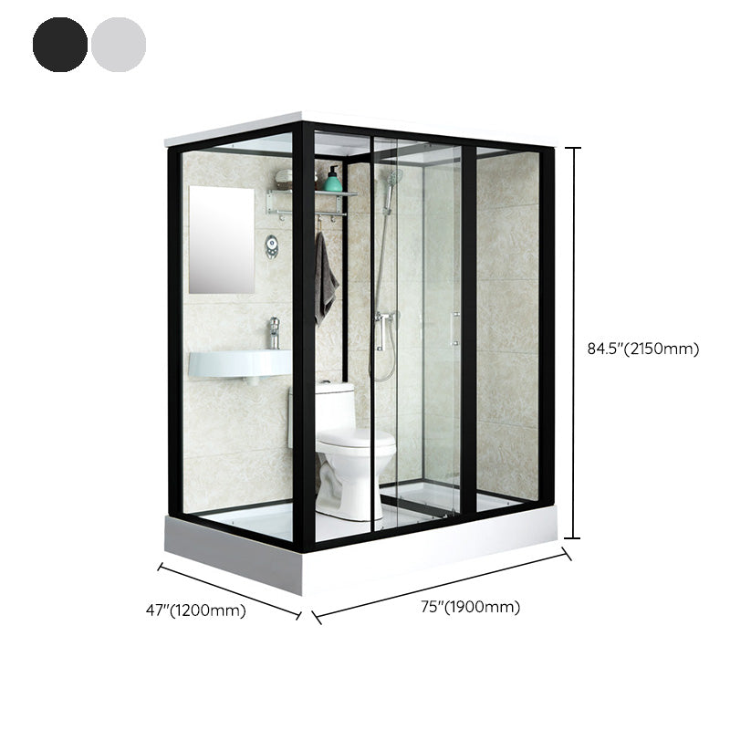 Linear Sliding Shower Enclosure Metal Framed Shower Enclosure with Tempered Glass Clearhalo 'Bathroom Remodel & Bathroom Fixtures' 'Home Improvement' 'home_improvement' 'home_improvement_shower_stalls_enclosures' 'Shower Stalls & Enclosures' 'shower_stalls_enclosures' 'Showers & Bathtubs' 6467560