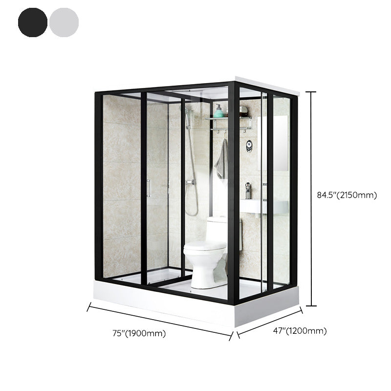 Linear Sliding Shower Enclosure Metal Framed Shower Enclosure with Tempered Glass Clearhalo 'Bathroom Remodel & Bathroom Fixtures' 'Home Improvement' 'home_improvement' 'home_improvement_shower_stalls_enclosures' 'Shower Stalls & Enclosures' 'shower_stalls_enclosures' 'Showers & Bathtubs' 6467561