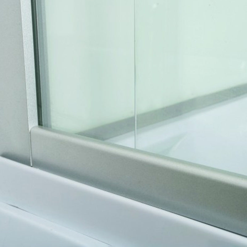 Curved Sliding Shower Enclosure Framed Tempered Glass Shower Enclosure Clearhalo 'Bathroom Remodel & Bathroom Fixtures' 'Home Improvement' 'home_improvement' 'home_improvement_shower_stalls_enclosures' 'Shower Stalls & Enclosures' 'shower_stalls_enclosures' 'Showers & Bathtubs' 6467569