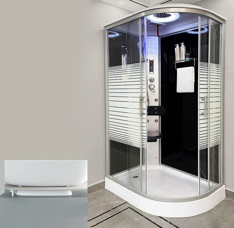 Linear Sliding Striped Shower Enclosure Metal Framed Shower Enclosure Clearhalo 'Bathroom Remodel & Bathroom Fixtures' 'Home Improvement' 'home_improvement' 'home_improvement_shower_stalls_enclosures' 'Shower Stalls & Enclosures' 'shower_stalls_enclosures' 'Showers & Bathtubs' 6467576