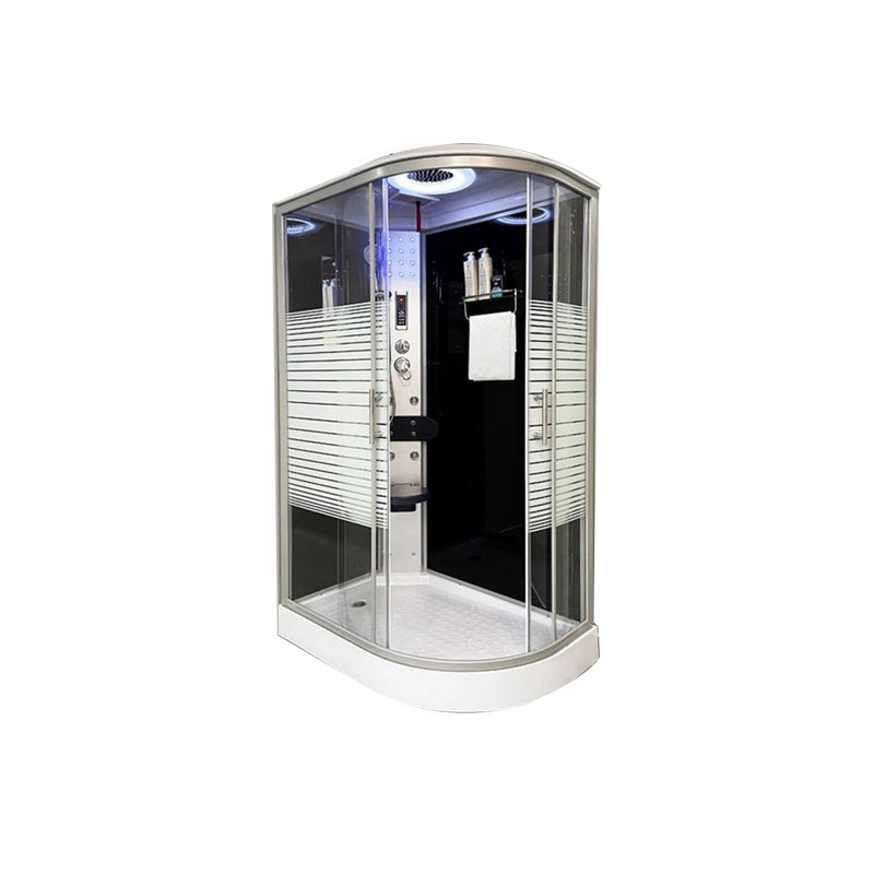 Linear Sliding Striped Shower Enclosure Metal Framed Shower Enclosure Clearhalo 'Bathroom Remodel & Bathroom Fixtures' 'Home Improvement' 'home_improvement' 'home_improvement_shower_stalls_enclosures' 'Shower Stalls & Enclosures' 'shower_stalls_enclosures' 'Showers & Bathtubs' 6467580
