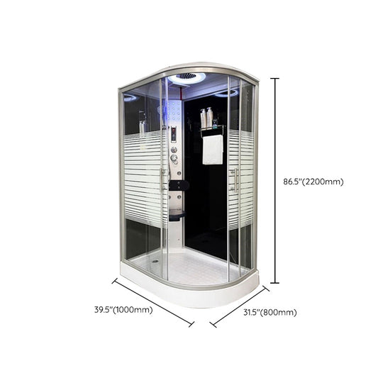 Linear Sliding Striped Shower Enclosure Metal Framed Shower Enclosure Clearhalo 'Bathroom Remodel & Bathroom Fixtures' 'Home Improvement' 'home_improvement' 'home_improvement_shower_stalls_enclosures' 'Shower Stalls & Enclosures' 'shower_stalls_enclosures' 'Showers & Bathtubs' 6467590