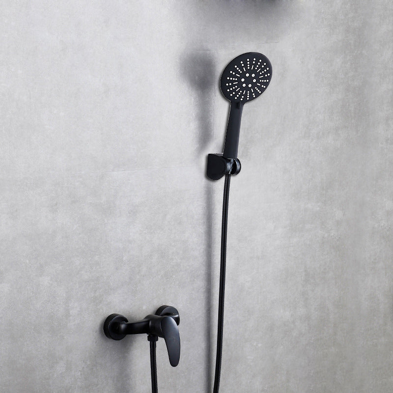 Brass Wall Mounted Shower System Single Hand Shower with Lever Handle Slide Bar Not Included Clearhalo 'Bathroom Remodel & Bathroom Fixtures' 'Home Improvement' 'home_improvement' 'home_improvement_shower_faucets' 'Shower Faucets & Systems' 'shower_faucets' 'Showers & Bathtubs Plumbing' 'Showers & Bathtubs' 6467617