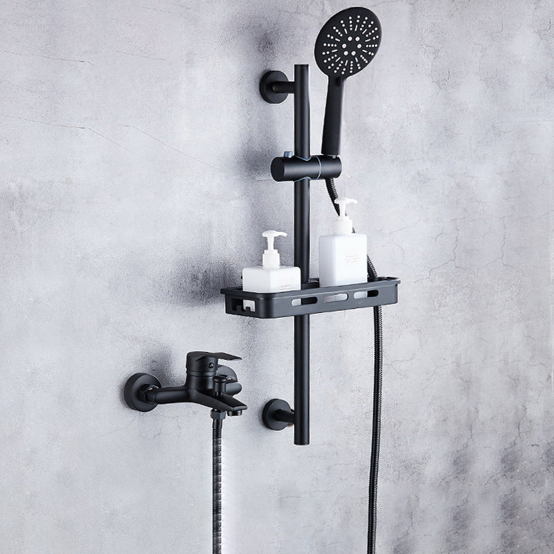 Brass Wall Mounted Shower System Single Hand Shower with Lever Handle Clearhalo 'Bathroom Remodel & Bathroom Fixtures' 'Home Improvement' 'home_improvement' 'home_improvement_shower_faucets' 'Shower Faucets & Systems' 'shower_faucets' 'Showers & Bathtubs Plumbing' 'Showers & Bathtubs' 6467619
