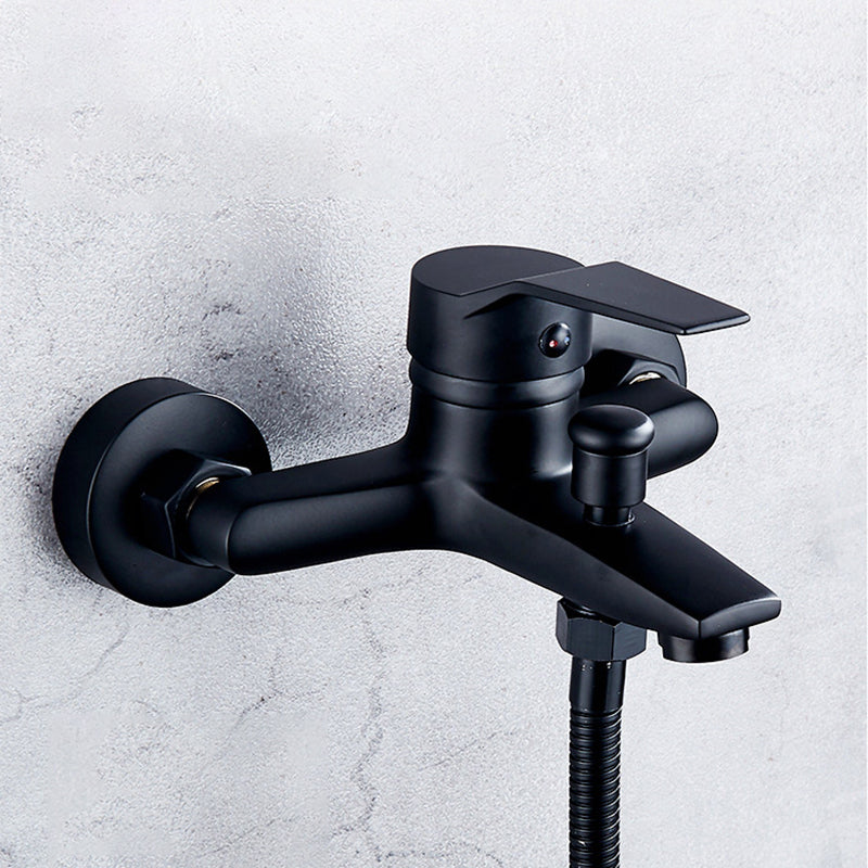 Brass Wall Mounted Shower System Single Hand Shower with Lever Handle Clearhalo 'Bathroom Remodel & Bathroom Fixtures' 'Home Improvement' 'home_improvement' 'home_improvement_shower_faucets' 'Shower Faucets & Systems' 'shower_faucets' 'Showers & Bathtubs Plumbing' 'Showers & Bathtubs' 6467620