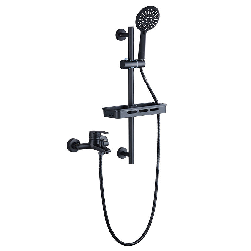 Brass Wall Mounted Shower System Single Hand Shower with Lever Handle Clearhalo 'Bathroom Remodel & Bathroom Fixtures' 'Home Improvement' 'home_improvement' 'home_improvement_shower_faucets' 'Shower Faucets & Systems' 'shower_faucets' 'Showers & Bathtubs Plumbing' 'Showers & Bathtubs' 6467622