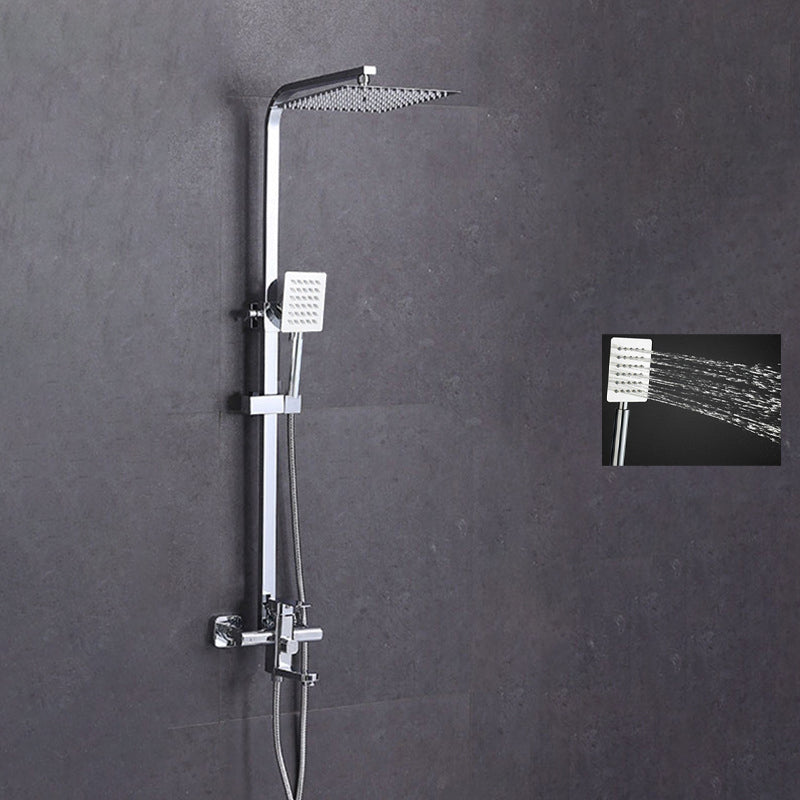 Modern Dual Shower Head Shower System Slide Bar Included Shower Set Wall Mounted Square Clearhalo 'Bathroom Remodel & Bathroom Fixtures' 'Home Improvement' 'home_improvement' 'home_improvement_shower_faucets' 'Shower Faucets & Systems' 'shower_faucets' 'Showers & Bathtubs Plumbing' 'Showers & Bathtubs' 6467634