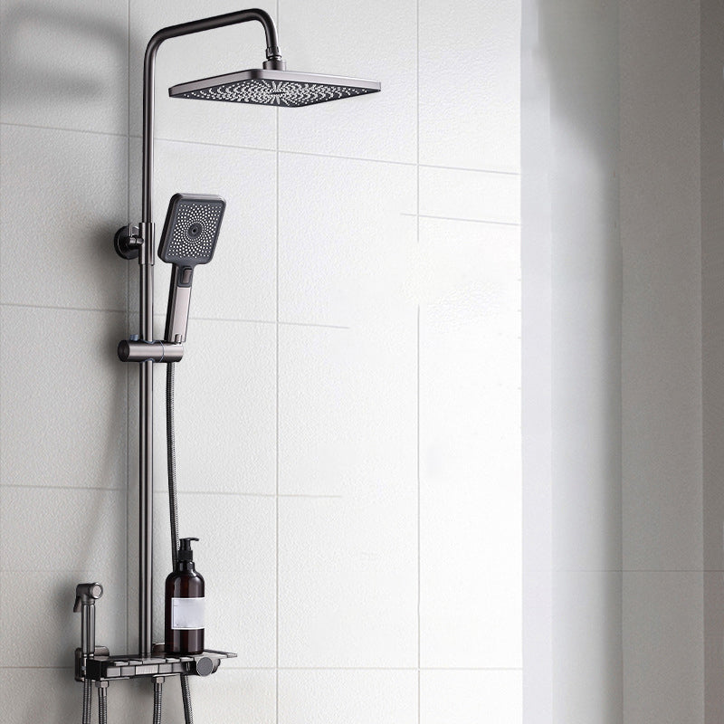 Contemporary Round and Square Shower System Wall Mounted Shower Set Clearhalo 'Bathroom Remodel & Bathroom Fixtures' 'Home Improvement' 'home_improvement' 'home_improvement_shower_faucets' 'Shower Faucets & Systems' 'shower_faucets' 'Showers & Bathtubs Plumbing' 'Showers & Bathtubs' 6467688