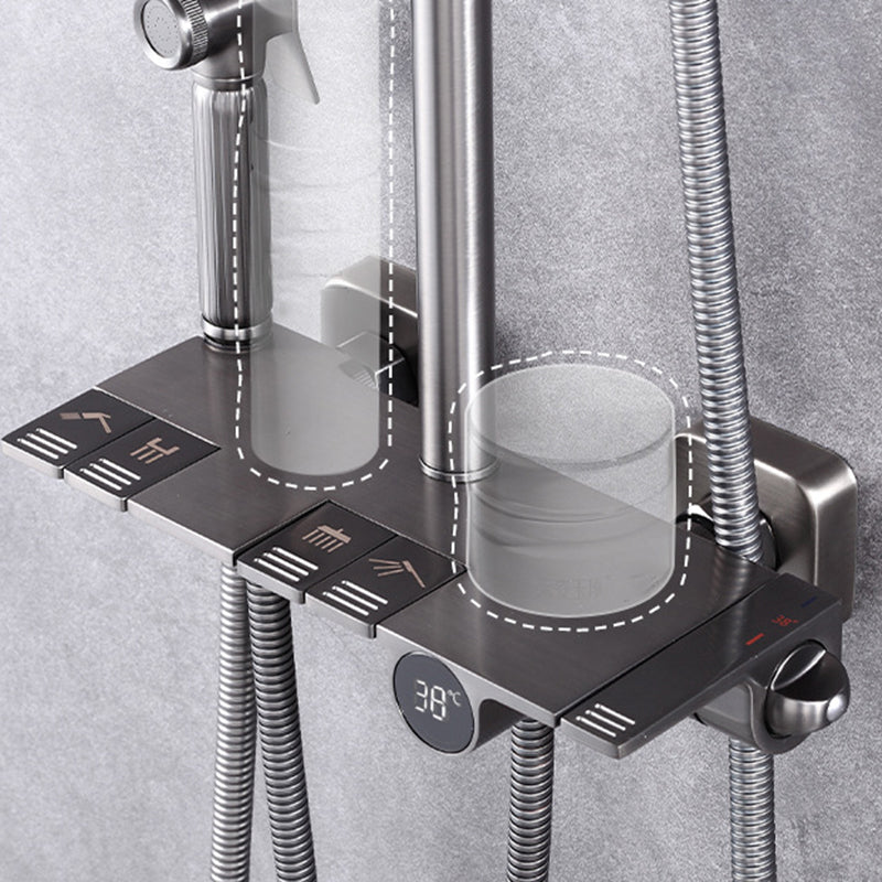 Contemporary Round and Square Shower System Wall Mounted Shower Set Clearhalo 'Bathroom Remodel & Bathroom Fixtures' 'Home Improvement' 'home_improvement' 'home_improvement_shower_faucets' 'Shower Faucets & Systems' 'shower_faucets' 'Showers & Bathtubs Plumbing' 'Showers & Bathtubs' 6467706