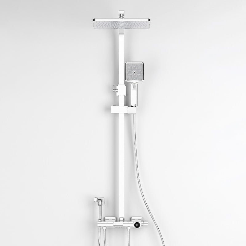 Contemporary Round and Square Shower System Wall Mounted Shower Set Chrome Square Temperature Control Clearhalo 'Bathroom Remodel & Bathroom Fixtures' 'Home Improvement' 'home_improvement' 'home_improvement_shower_faucets' 'Shower Faucets & Systems' 'shower_faucets' 'Showers & Bathtubs Plumbing' 'Showers & Bathtubs' 6467712