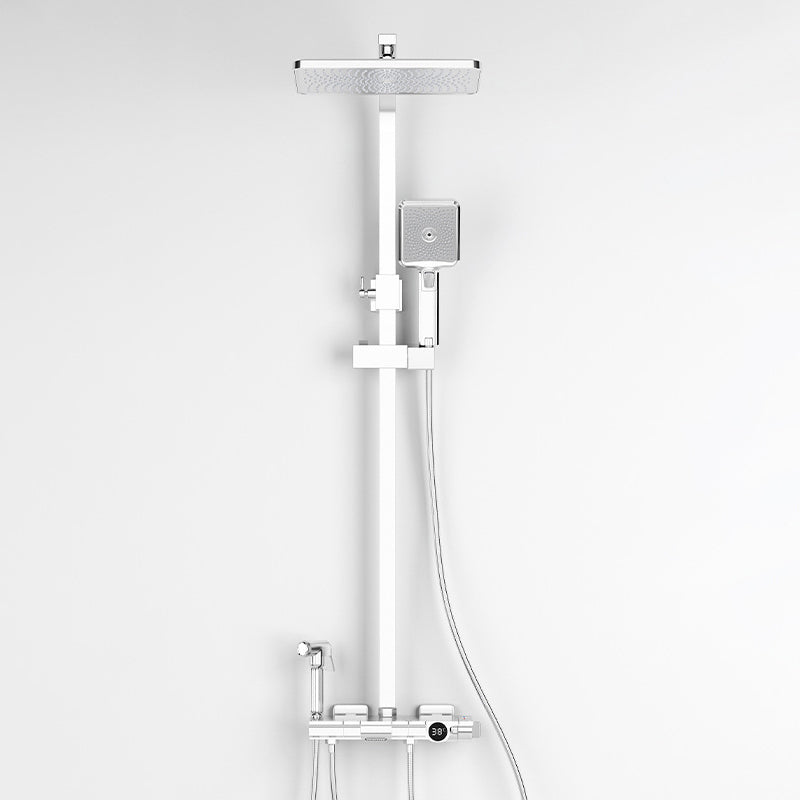 Contemporary Round and Square Shower System Wall Mounted Shower Set Chrome Square Thermostatic Clearhalo 'Bathroom Remodel & Bathroom Fixtures' 'Home Improvement' 'home_improvement' 'home_improvement_shower_faucets' 'Shower Faucets & Systems' 'shower_faucets' 'Showers & Bathtubs Plumbing' 'Showers & Bathtubs' 6467714