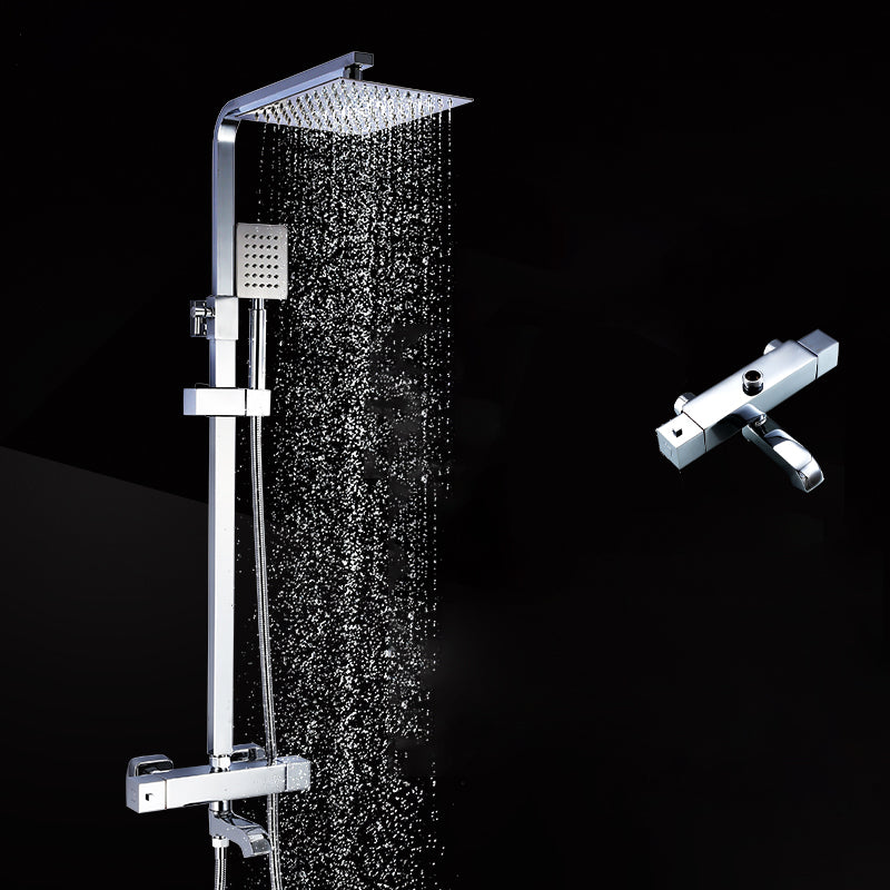 Modern Shower System Slide Bar Dual Shower Head Thermostatic Wall Mounted Shower Set Clearhalo 'Bathroom Remodel & Bathroom Fixtures' 'Home Improvement' 'home_improvement' 'home_improvement_shower_faucets' 'Shower Faucets & Systems' 'shower_faucets' 'Showers & Bathtubs Plumbing' 'Showers & Bathtubs' 6467717