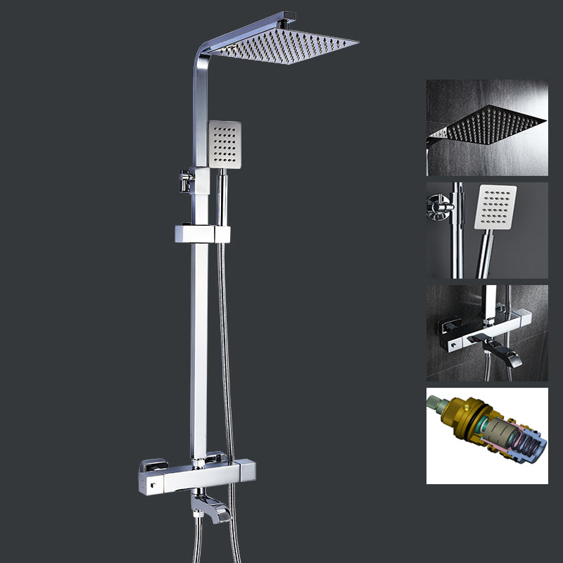 Modern Shower System Slide Bar Dual Shower Head Thermostatic Wall Mounted Shower Set Stainless Steel Clearhalo 'Bathroom Remodel & Bathroom Fixtures' 'Home Improvement' 'home_improvement' 'home_improvement_shower_faucets' 'Shower Faucets & Systems' 'shower_faucets' 'Showers & Bathtubs Plumbing' 'Showers & Bathtubs' 6467718