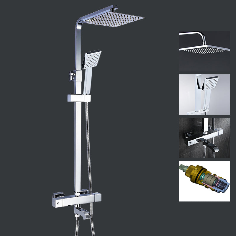 Modern Shower System Slide Bar Dual Shower Head Thermostatic Wall Mounted Shower Set Brass Clearhalo 'Bathroom Remodel & Bathroom Fixtures' 'Home Improvement' 'home_improvement' 'home_improvement_shower_faucets' 'Shower Faucets & Systems' 'shower_faucets' 'Showers & Bathtubs Plumbing' 'Showers & Bathtubs' 6467719