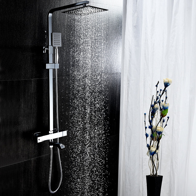 Modern Shower System Slide Bar Dual Shower Head Thermostatic Wall Mounted Shower Set Clearhalo 'Bathroom Remodel & Bathroom Fixtures' 'Home Improvement' 'home_improvement' 'home_improvement_shower_faucets' 'Shower Faucets & Systems' 'shower_faucets' 'Showers & Bathtubs Plumbing' 'Showers & Bathtubs' 6467720