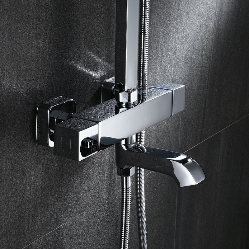 Modern Shower System Slide Bar Dual Shower Head Thermostatic Wall Mounted Shower Set Clearhalo 'Bathroom Remodel & Bathroom Fixtures' 'Home Improvement' 'home_improvement' 'home_improvement_shower_faucets' 'Shower Faucets & Systems' 'shower_faucets' 'Showers & Bathtubs Plumbing' 'Showers & Bathtubs' 6467722
