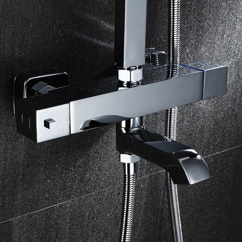 Modern Shower System Slide Bar Dual Shower Head Thermostatic Wall Mounted Shower Set Clearhalo 'Bathroom Remodel & Bathroom Fixtures' 'Home Improvement' 'home_improvement' 'home_improvement_shower_faucets' 'Shower Faucets & Systems' 'shower_faucets' 'Showers & Bathtubs Plumbing' 'Showers & Bathtubs' 6467728