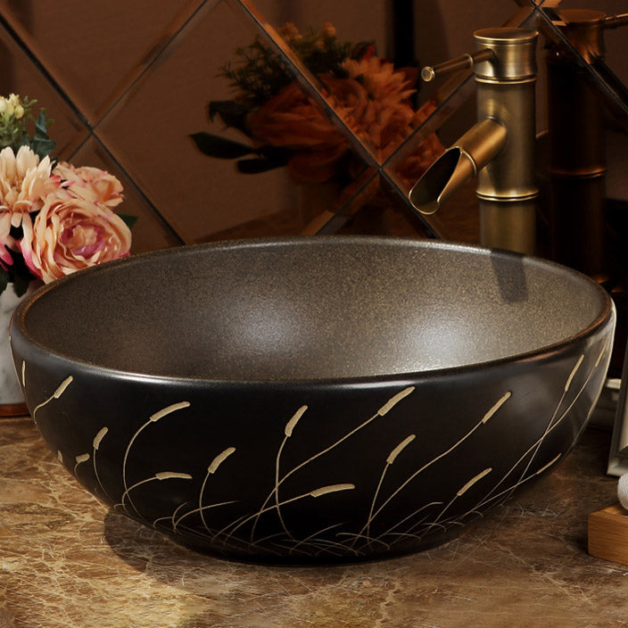 Porcelain Trough Bathroom Sink Traditional Trough Bathroom Sink Yellow Brown Sink Clearhalo 'Bathroom Remodel & Bathroom Fixtures' 'Bathroom Sinks & Faucet Components' 'Bathroom Sinks' 'bathroom_sink' 'Home Improvement' 'home_improvement' 'home_improvement_bathroom_sink' 6467758