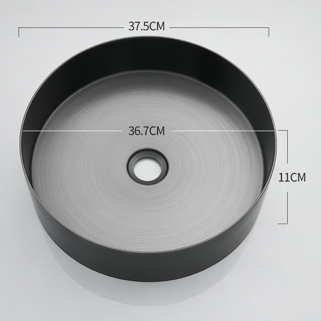 Modern Basin Sink Metal Round with Pop-Up Drain and Faucet Vessel Bathroom Sink Clearhalo 'Bathroom Remodel & Bathroom Fixtures' 'Bathroom Sinks & Faucet Components' 'Bathroom Sinks' 'bathroom_sink' 'Home Improvement' 'home_improvement' 'home_improvement_bathroom_sink' 6467835