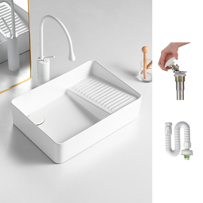 Modern Bathroom Sink Rectangular Porcelain Vessel Sink with Pop-Up Drain 19"L x 13"W x 5"H Right Washboard Sink Clearhalo 'Bathroom Remodel & Bathroom Fixtures' 'Bathroom Sinks & Faucet Components' 'Bathroom Sinks' 'bathroom_sink' 'Home Improvement' 'home_improvement' 'home_improvement_bathroom_sink' 6467854