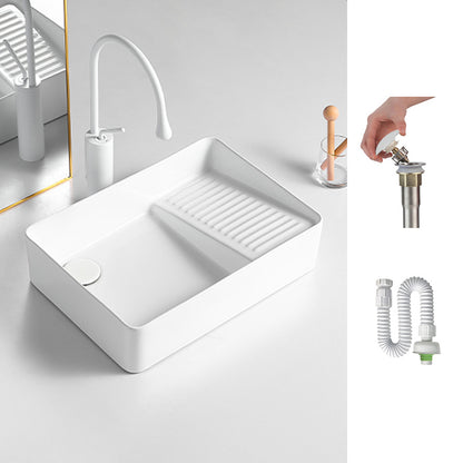 Modern Bathroom Sink Rectangular Porcelain Vessel Sink with Pop-Up Drain 19"L x 13"W x 5"H Right Washboard Sink Clearhalo 'Bathroom Remodel & Bathroom Fixtures' 'Bathroom Sinks & Faucet Components' 'Bathroom Sinks' 'bathroom_sink' 'Home Improvement' 'home_improvement' 'home_improvement_bathroom_sink' 6467854