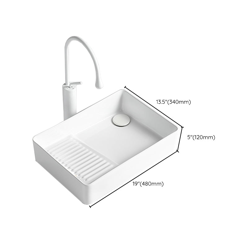 Modern Bathroom Sink Rectangular Porcelain Vessel Sink with Pop-Up Drain Clearhalo 'Bathroom Remodel & Bathroom Fixtures' 'Bathroom Sinks & Faucet Components' 'Bathroom Sinks' 'bathroom_sink' 'Home Improvement' 'home_improvement' 'home_improvement_bathroom_sink' 6467880