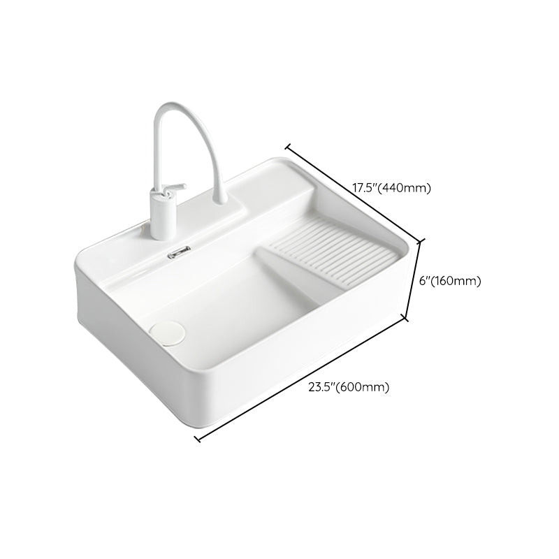 Modern Bathroom Sink Rectangular Porcelain Vessel Sink with Pop-Up Drain Clearhalo 'Bathroom Remodel & Bathroom Fixtures' 'Bathroom Sinks & Faucet Components' 'Bathroom Sinks' 'bathroom_sink' 'Home Improvement' 'home_improvement' 'home_improvement_bathroom_sink' 6467885