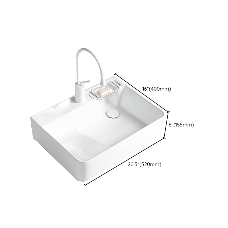 Modern Bathroom Sink Rectangular Porcelain Vessel Sink with Pop-Up Drain Clearhalo 'Bathroom Remodel & Bathroom Fixtures' 'Bathroom Sinks & Faucet Components' 'Bathroom Sinks' 'bathroom_sink' 'Home Improvement' 'home_improvement' 'home_improvement_bathroom_sink' 6467886