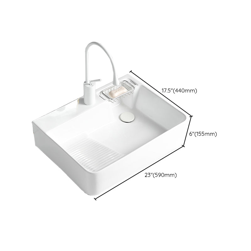Modern Bathroom Sink Rectangular Porcelain Vessel Sink with Pop-Up Drain Clearhalo 'Bathroom Remodel & Bathroom Fixtures' 'Bathroom Sinks & Faucet Components' 'Bathroom Sinks' 'bathroom_sink' 'Home Improvement' 'home_improvement' 'home_improvement_bathroom_sink' 6467888