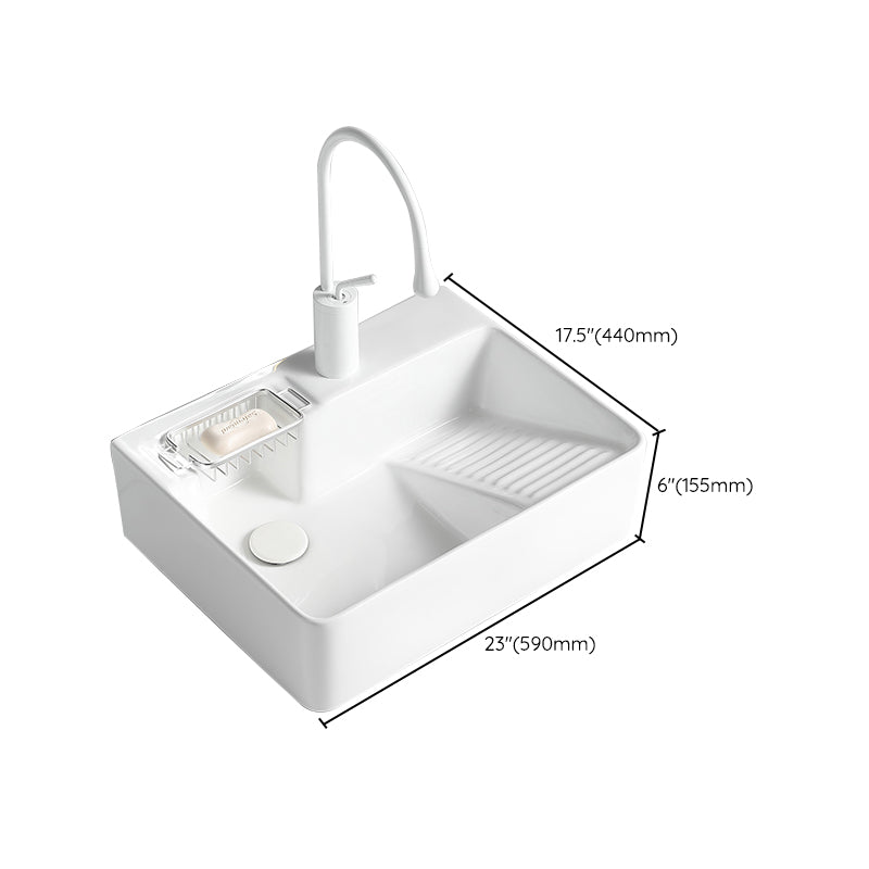 Modern Bathroom Sink Rectangular Porcelain Vessel Sink with Pop-Up Drain Clearhalo 'Bathroom Remodel & Bathroom Fixtures' 'Bathroom Sinks & Faucet Components' 'Bathroom Sinks' 'bathroom_sink' 'Home Improvement' 'home_improvement' 'home_improvement_bathroom_sink' 6467889