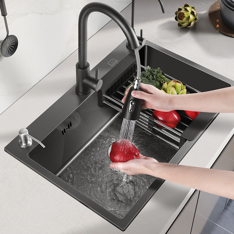Modern Style Kitchen Sink Stainless Steel Overflow Hole Design Kitchen Sink Clearhalo 'Home Improvement' 'home_improvement' 'home_improvement_kitchen_sinks' 'Kitchen Remodel & Kitchen Fixtures' 'Kitchen Sinks & Faucet Components' 'Kitchen Sinks' 'kitchen_sinks' 6467890