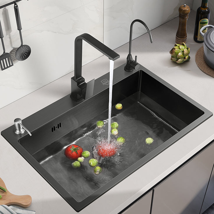 Modern Style Kitchen Sink Stainless Steel Overflow Hole Design Kitchen Sink Clearhalo 'Home Improvement' 'home_improvement' 'home_improvement_kitchen_sinks' 'Kitchen Remodel & Kitchen Fixtures' 'Kitchen Sinks & Faucet Components' 'Kitchen Sinks' 'kitchen_sinks' 6467895