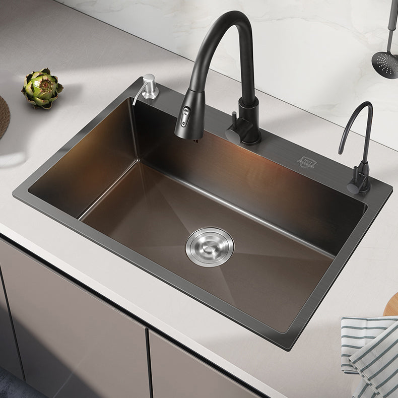 Modern Style Kitchen Sink Stainless Steel Overflow Hole Design Kitchen Sink Clearhalo 'Home Improvement' 'home_improvement' 'home_improvement_kitchen_sinks' 'Kitchen Remodel & Kitchen Fixtures' 'Kitchen Sinks & Faucet Components' 'Kitchen Sinks' 'kitchen_sinks' 6467901