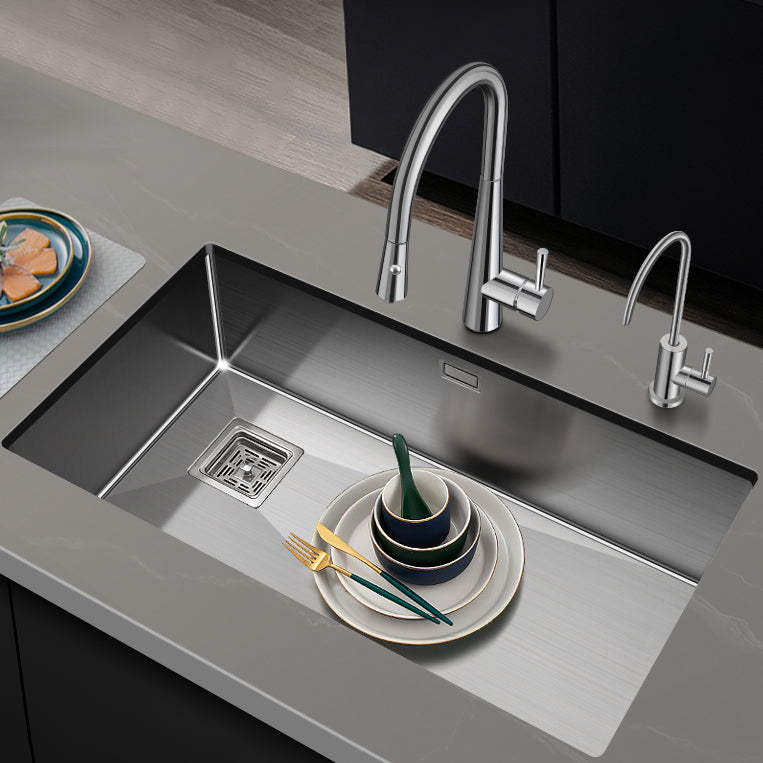 Contemporary Style Kitchen Sink Stainless Steel 1 Holes Undermount Kitchen Sink Clearhalo 'Home Improvement' 'home_improvement' 'home_improvement_kitchen_sinks' 'Kitchen Remodel & Kitchen Fixtures' 'Kitchen Sinks & Faucet Components' 'Kitchen Sinks' 'kitchen_sinks' 6467933