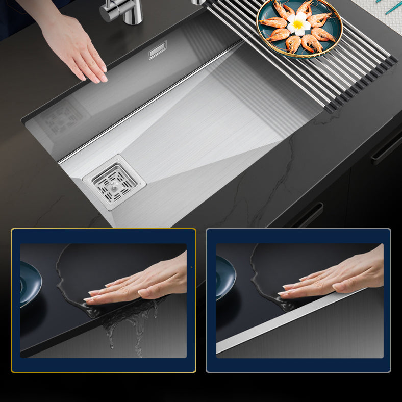 Contemporary Style Kitchen Sink Stainless Steel 1 Holes Undermount Kitchen Sink Clearhalo 'Home Improvement' 'home_improvement' 'home_improvement_kitchen_sinks' 'Kitchen Remodel & Kitchen Fixtures' 'Kitchen Sinks & Faucet Components' 'Kitchen Sinks' 'kitchen_sinks' 6467936