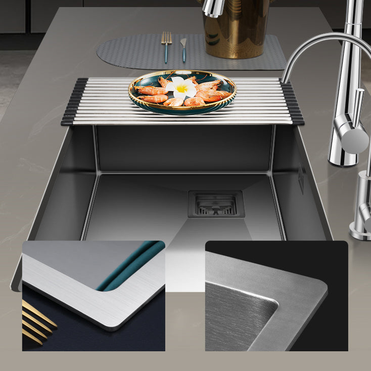 Contemporary Style Kitchen Sink Stainless Steel 1 Holes Undermount Kitchen Sink Clearhalo 'Home Improvement' 'home_improvement' 'home_improvement_kitchen_sinks' 'Kitchen Remodel & Kitchen Fixtures' 'Kitchen Sinks & Faucet Components' 'Kitchen Sinks' 'kitchen_sinks' 6467940