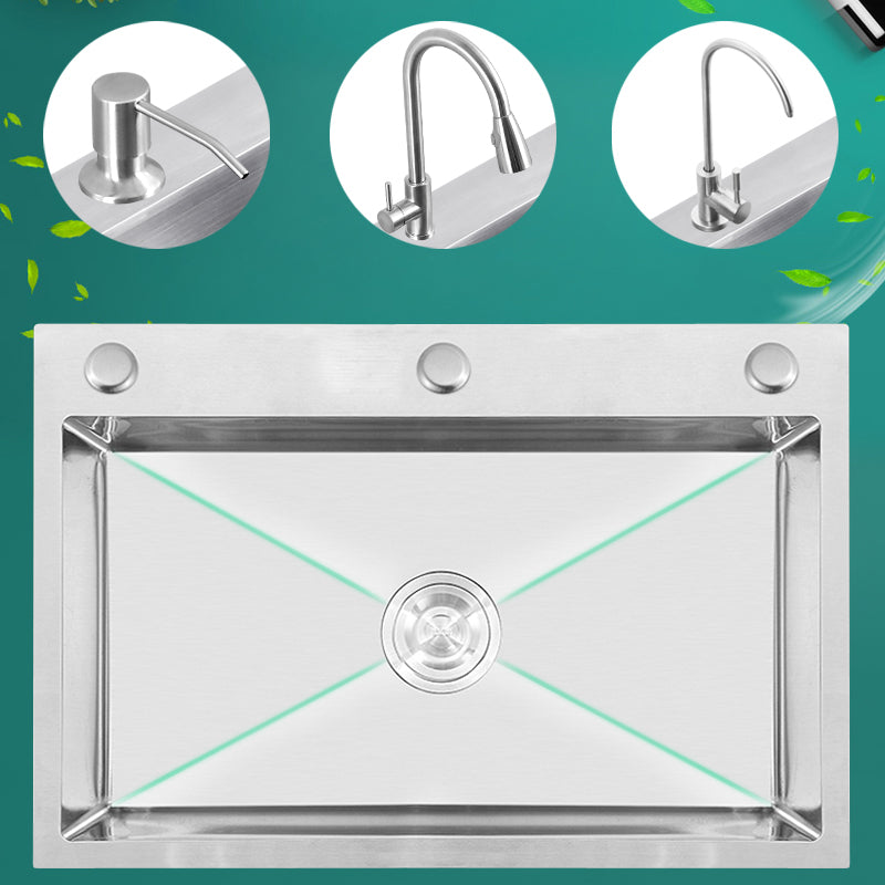 Classic Style Kitchen Sink Stainless Steel Colorfast Kitchen Sink with Drain Strainer Kit Clearhalo 'Home Improvement' 'home_improvement' 'home_improvement_kitchen_sinks' 'Kitchen Remodel & Kitchen Fixtures' 'Kitchen Sinks & Faucet Components' 'Kitchen Sinks' 'kitchen_sinks' 6467963