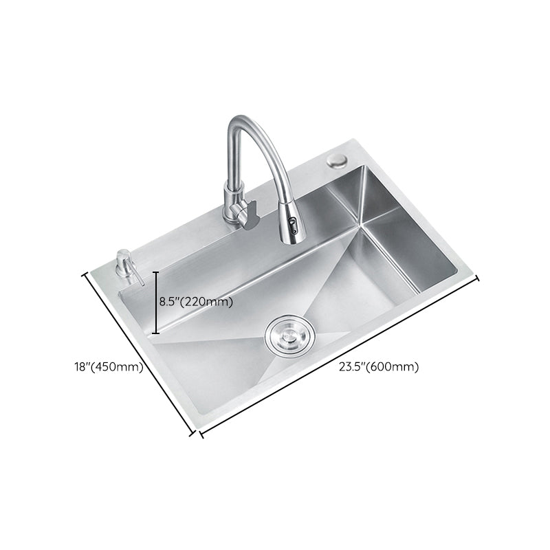 Classic Style Kitchen Sink Stainless Steel Colorfast Kitchen Sink with Drain Strainer Kit Clearhalo 'Home Improvement' 'home_improvement' 'home_improvement_kitchen_sinks' 'Kitchen Remodel & Kitchen Fixtures' 'Kitchen Sinks & Faucet Components' 'Kitchen Sinks' 'kitchen_sinks' 6467982