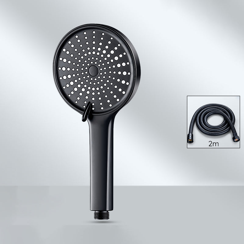 Contemporary Round Shower Head Pure Color Handheld Shower Head Black Shower Head with Hose 2 meter Hose Clearhalo 'Bathroom Remodel & Bathroom Fixtures' 'Home Improvement' 'home_improvement' 'home_improvement_shower_heads' 'Shower Heads' 'shower_heads' 'Showers & Bathtubs Plumbing' 'Showers & Bathtubs' 6468105
