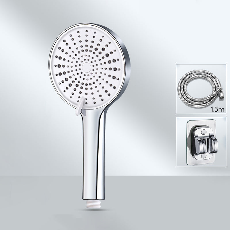 Contemporary Round Shower Head Pure Color Handheld Shower Head Silver Shower Heads & Hose & Wall pedestal 1.5 meter Hose Clearhalo 'Bathroom Remodel & Bathroom Fixtures' 'Home Improvement' 'home_improvement' 'home_improvement_shower_heads' 'Shower Heads' 'shower_heads' 'Showers & Bathtubs Plumbing' 'Showers & Bathtubs' 6468111