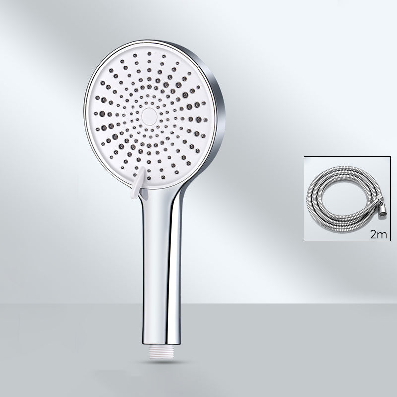 Contemporary Round Shower Head Pure Color Handheld Shower Head Silver Shower Head with Hose 2 meter Hose Clearhalo 'Bathroom Remodel & Bathroom Fixtures' 'Home Improvement' 'home_improvement' 'home_improvement_shower_heads' 'Shower Heads' 'shower_heads' 'Showers & Bathtubs Plumbing' 'Showers & Bathtubs' 6468118