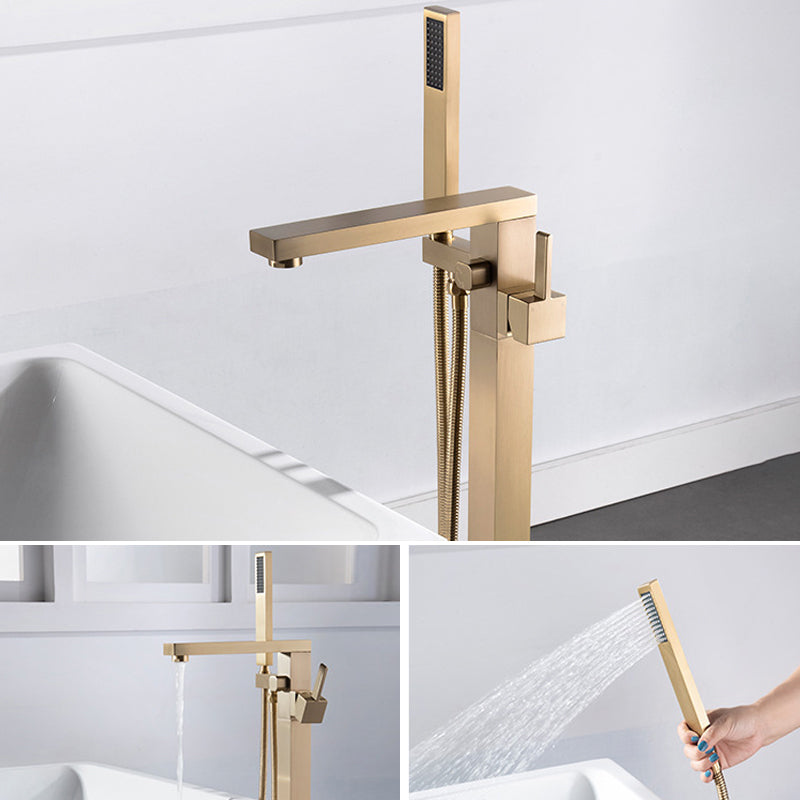 Floor Mounted Metal Freestanding Tub Filler Swivel Freestanding Faucet with Hose Clearhalo 'Bathroom Remodel & Bathroom Fixtures' 'Bathtub Faucets' 'bathtub_faucets' 'Home Improvement' 'home_improvement' 'home_improvement_bathtub_faucets' 6468152