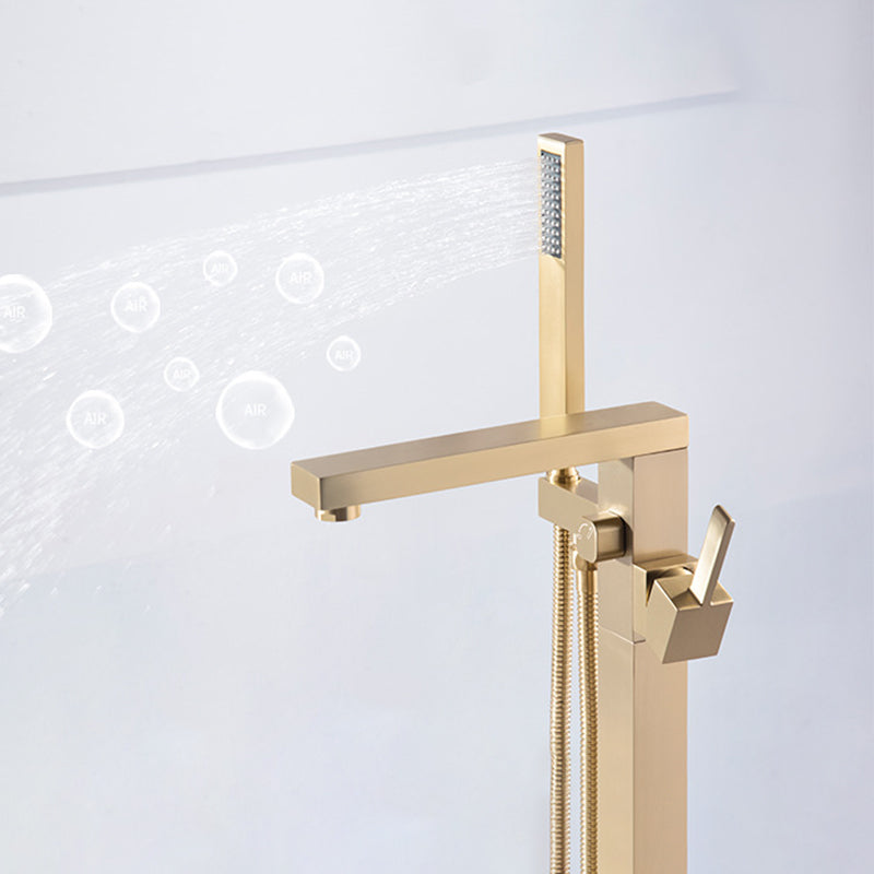 Floor Mounted Metal Freestanding Tub Filler Swivel Freestanding Tub Filler Trim in Gold Clearhalo 'Bathroom Remodel & Bathroom Fixtures' 'Bathtub Faucets' 'bathtub_faucets' 'Home Improvement' 'home_improvement' 'home_improvement_bathtub_faucets' 6468169