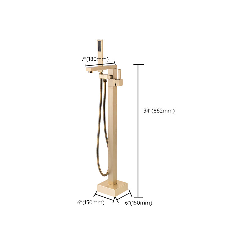 Floor Mounted Metal Freestanding Tub Filler Swivel Freestanding Tub Filler Trim in Gold Clearhalo 'Bathroom Remodel & Bathroom Fixtures' 'Bathtub Faucets' 'bathtub_faucets' 'Home Improvement' 'home_improvement' 'home_improvement_bathtub_faucets' 6468171