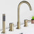 Deck Mounted Metal Roman Tub Faucet Low Arc Roman Tub Faucet Set Gold Clearhalo 'Bathroom Remodel & Bathroom Fixtures' 'Bathtub Faucets' 'bathtub_faucets' 'Home Improvement' 'home_improvement' 'home_improvement_bathtub_faucets' 6468184