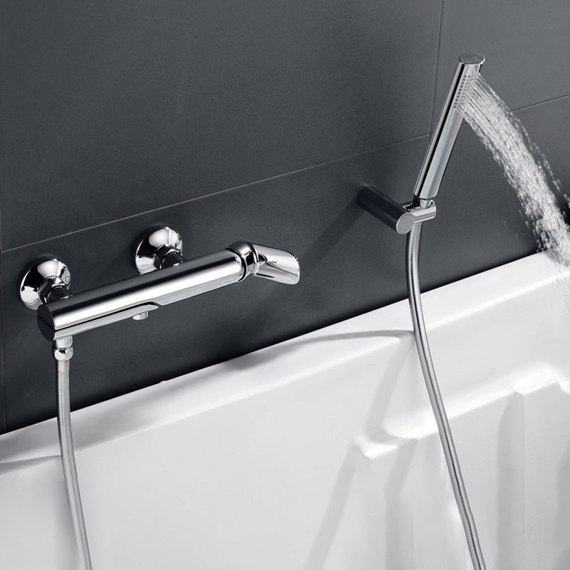 Contemporary Wall Mounted Copper Freestanding Tub Filler Single Handle Faucet Clearhalo 'Bathroom Remodel & Bathroom Fixtures' 'Bathtub Faucets' 'bathtub_faucets' 'Home Improvement' 'home_improvement' 'home_improvement_bathtub_faucets' 6468223