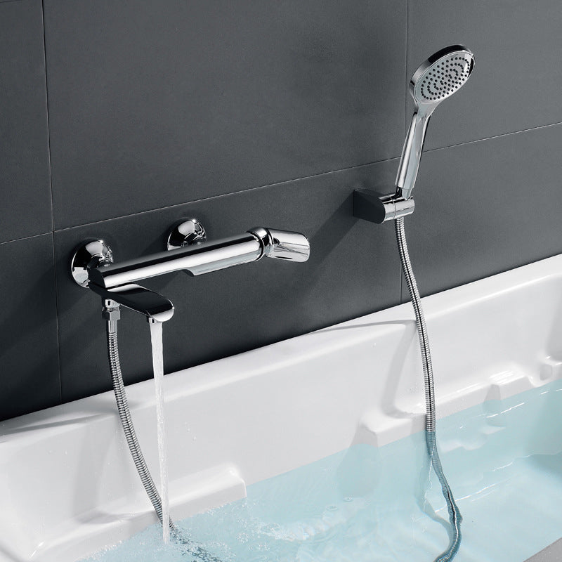 Contemporary Wall Mounted Copper Freestanding Tub Filler Single Handle Faucet Clearhalo 'Bathroom Remodel & Bathroom Fixtures' 'Bathtub Faucets' 'bathtub_faucets' 'Home Improvement' 'home_improvement' 'home_improvement_bathtub_faucets' 6468227