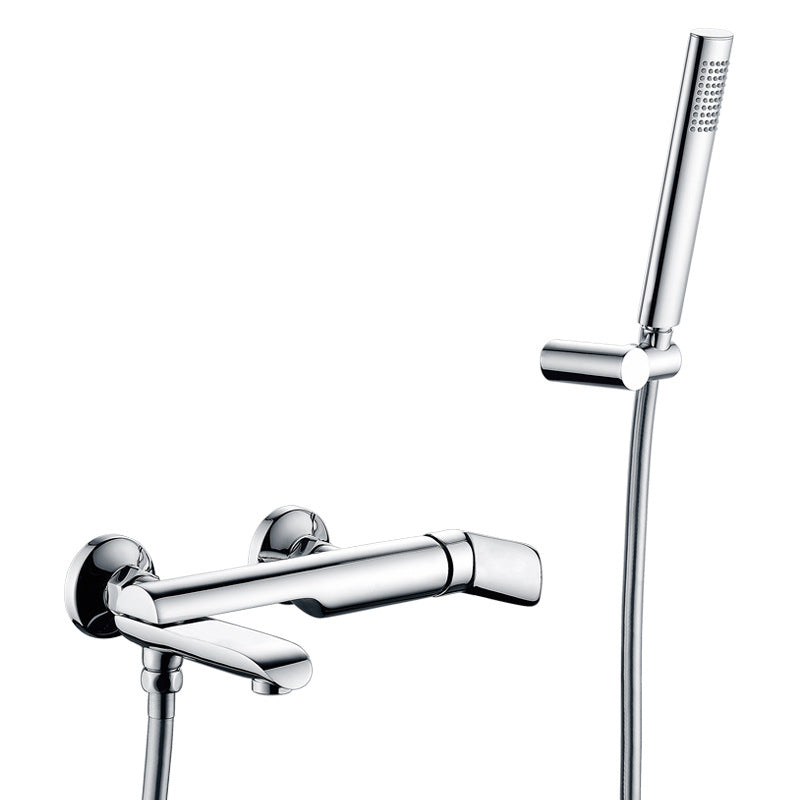 Contemporary Wall Mounted Copper Freestanding Tub Filler Single Handle Faucet Clearhalo 'Bathroom Remodel & Bathroom Fixtures' 'Bathtub Faucets' 'bathtub_faucets' 'Home Improvement' 'home_improvement' 'home_improvement_bathtub_faucets' 6468228